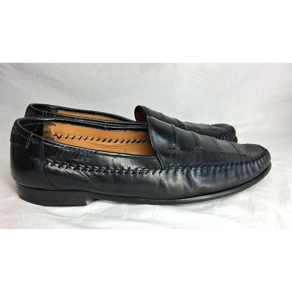 Sandro Moscoloni Loafers Shoes Mens 13 Black Leather Slip On Moc Toe Old Money